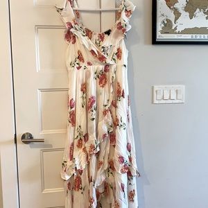 White floral ruffle dress